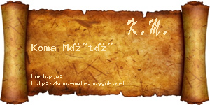 Koma Máté névjegykártya