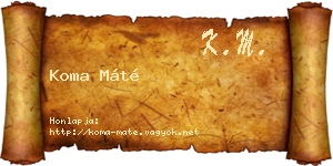 Koma Máté névjegykártya